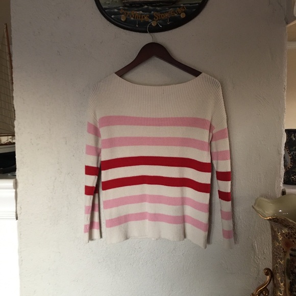 POPSUGAR Striped Oversized Boatneck Sweater in Rose Shadow Stripe - Picture 2 of 3